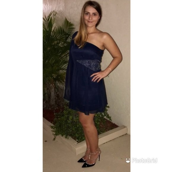 Free People Deep Sapphire one shoulder dress - Picture 4 of 12